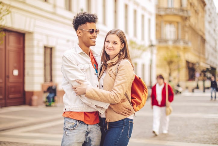 Young couple spending time together in the city