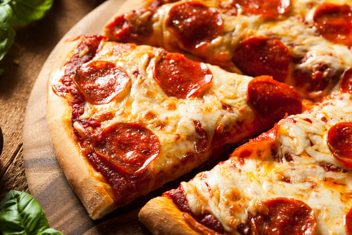 Hot Homemade Pepperoni Pizza.