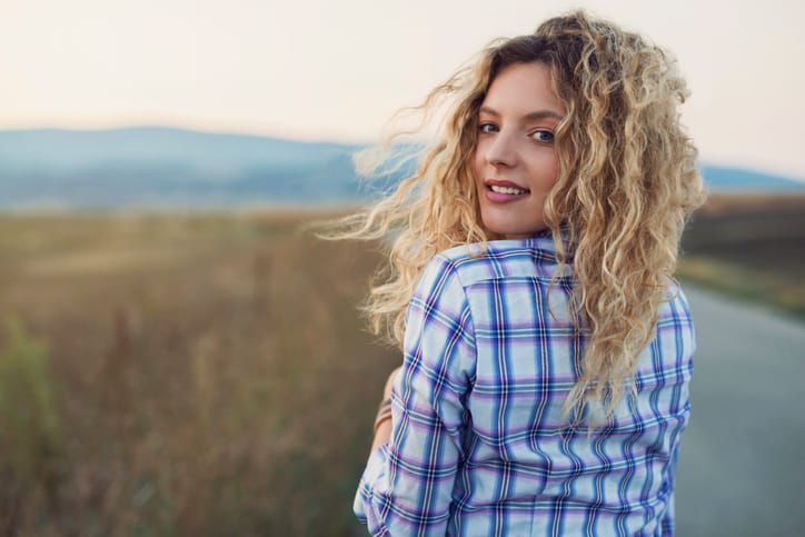 blonde woman outside
