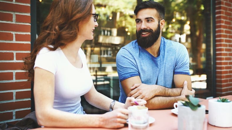 Coffee break conversation.