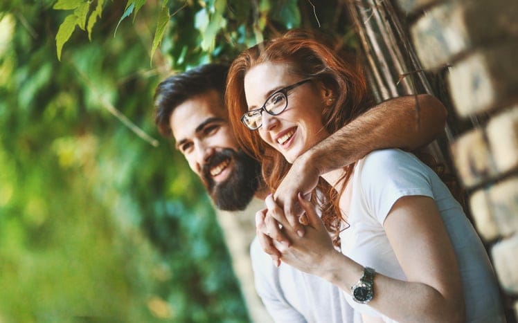 Couple on a romantic walk.