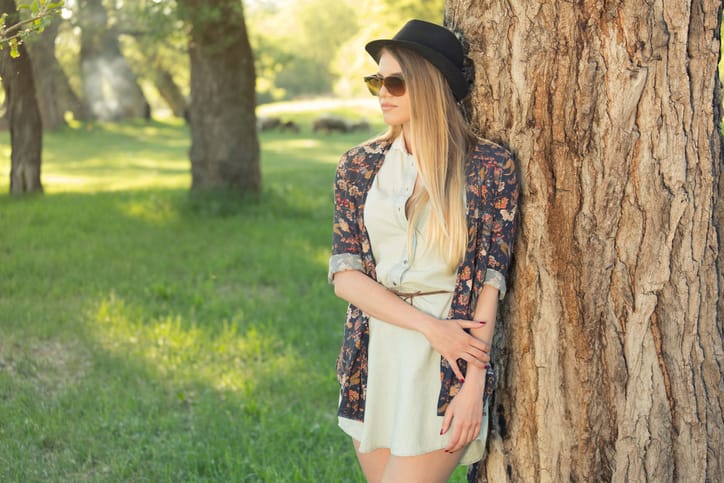 Young woman tree