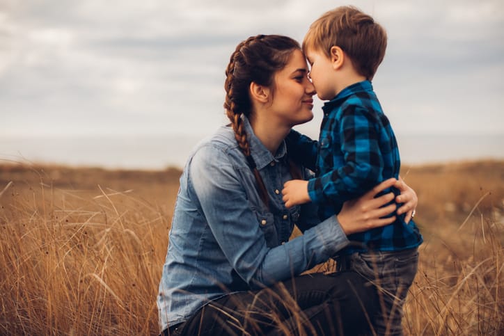 Mother and son spending time together in the nature