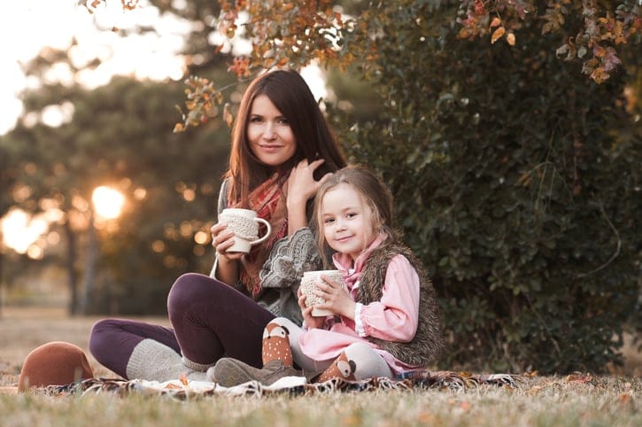 Mother spending time with little daughter