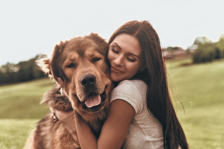Woman with her dog.