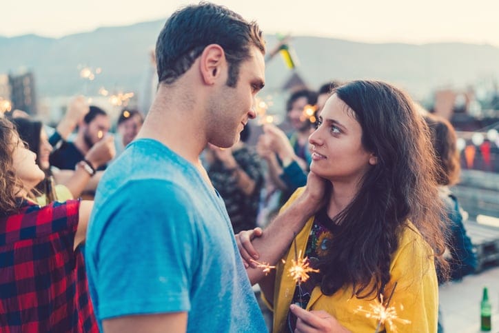 Young people celebrating New Year on rooftop party