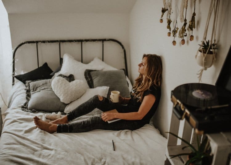 woman bed laying down