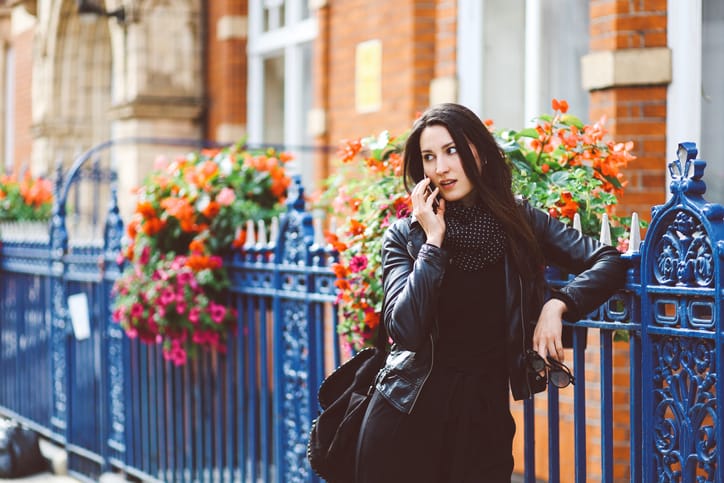 portrait of a young woman walking in London