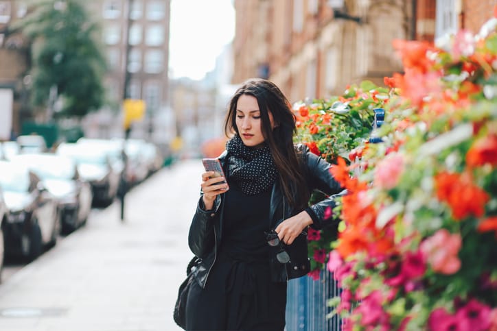 portrait of a young woman walking in London