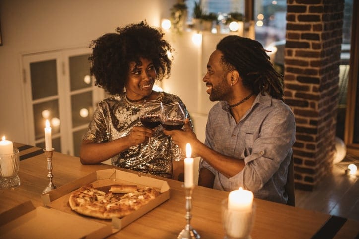 Couple having a romantic meal.