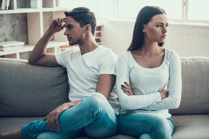 Frustrated young couple quarreled. Family quarrel.