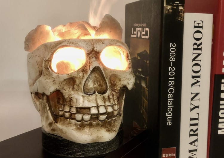 himalayan salt skull lamp
