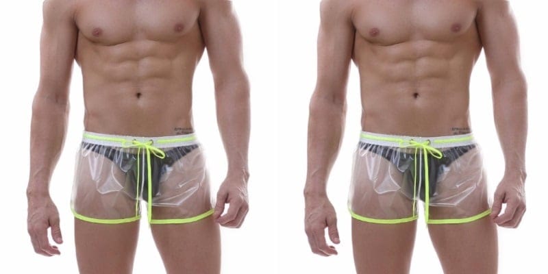 clear plastic shorts men