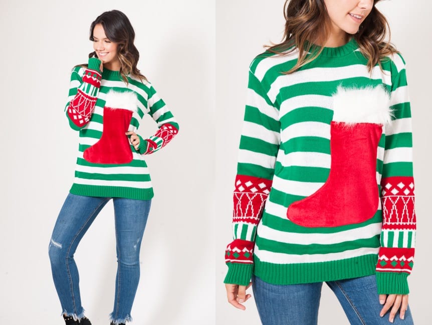 wine pocket christmas sweater