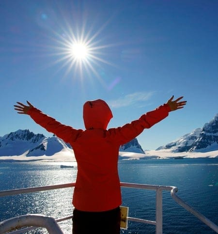 A woman in Antarctica.
