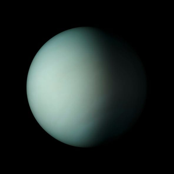 The planet Uranus in the solar system.