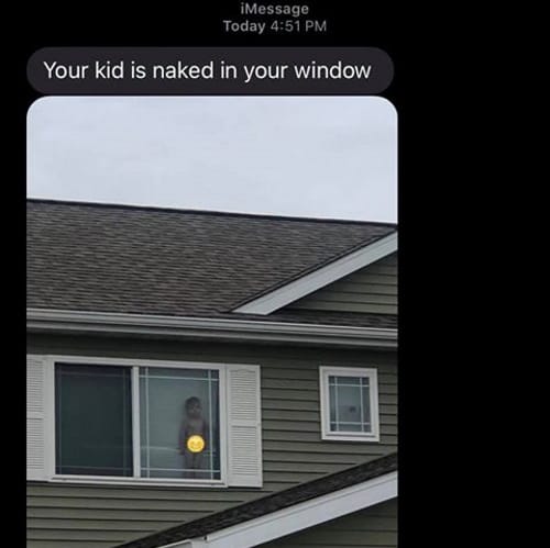 kid naked window