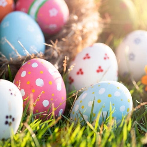 Closeup Colorful Easter eggs.