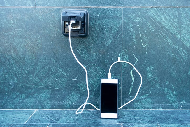 Phone being charged.