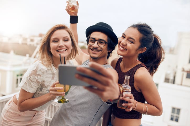three friends having lots of fun
