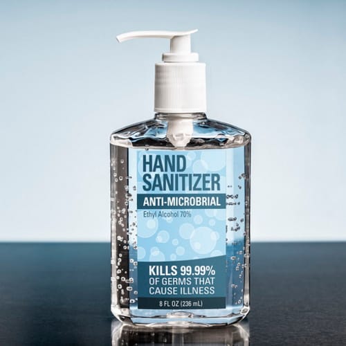 Bottle of hand sanitizer.