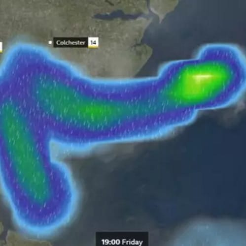 Weather Graphic Shows Unfortunately-Shaped Rain System