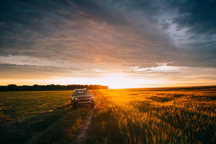 car parked in a field