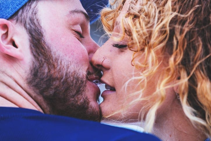 young couple kissing