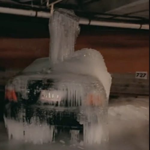 texas frozen car