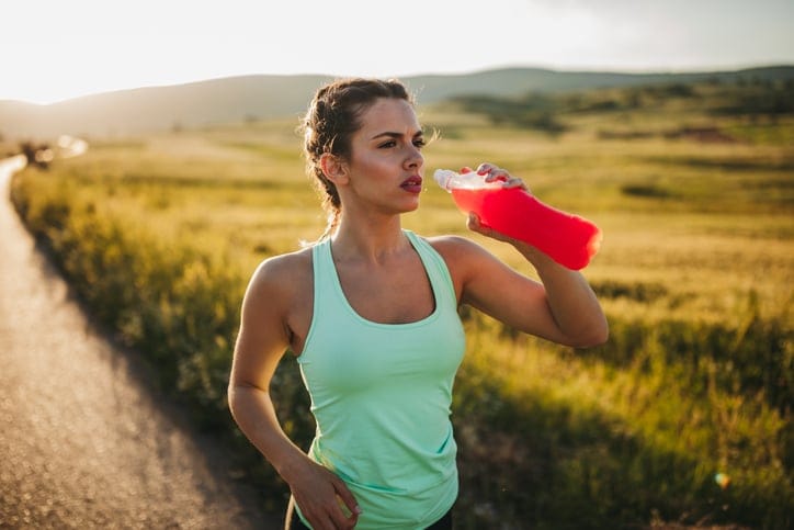 woman outside running