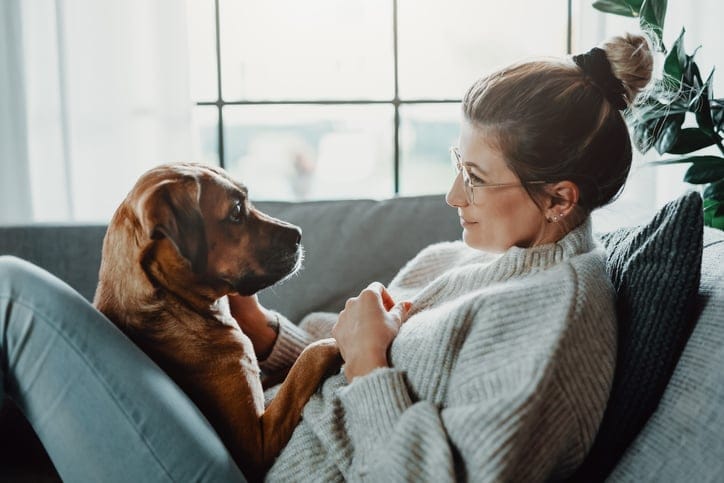 woman with her dog
