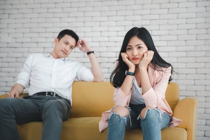Young unhappy couple.