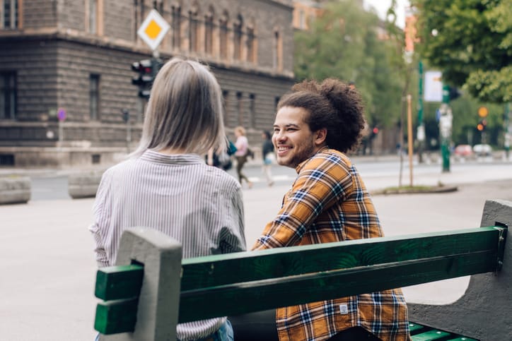 man asking a woman on a date