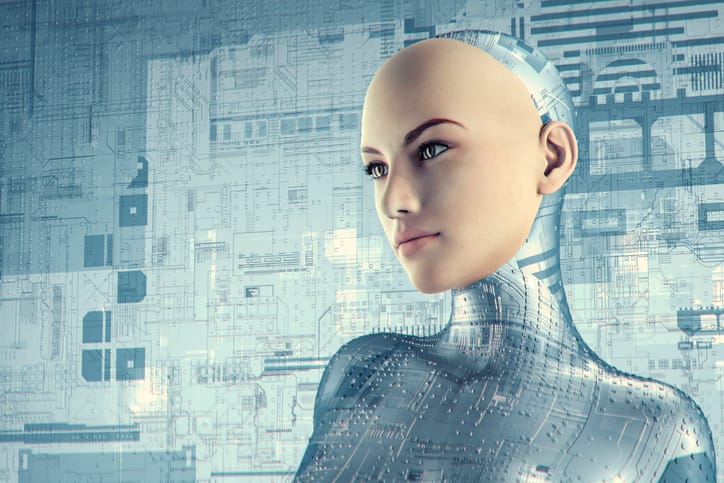 Futuristic female cyborg.