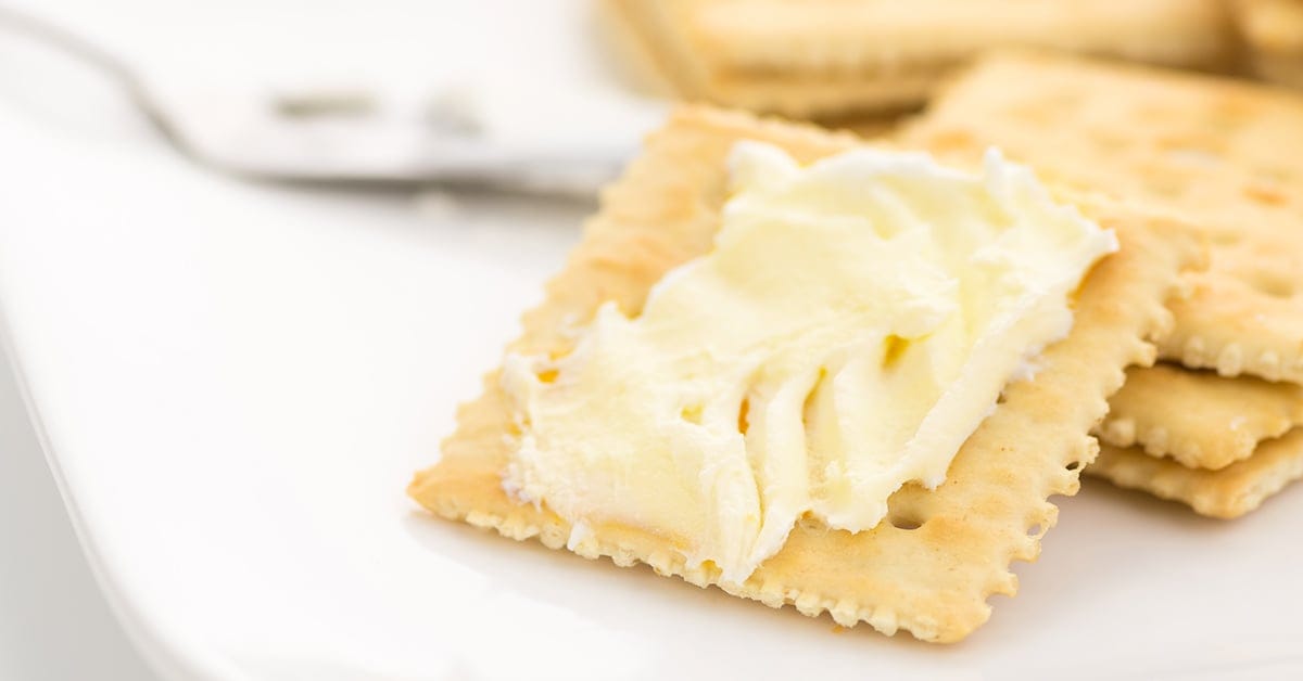 Saltine crackers with cheese. 