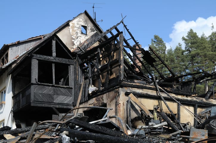burned out house