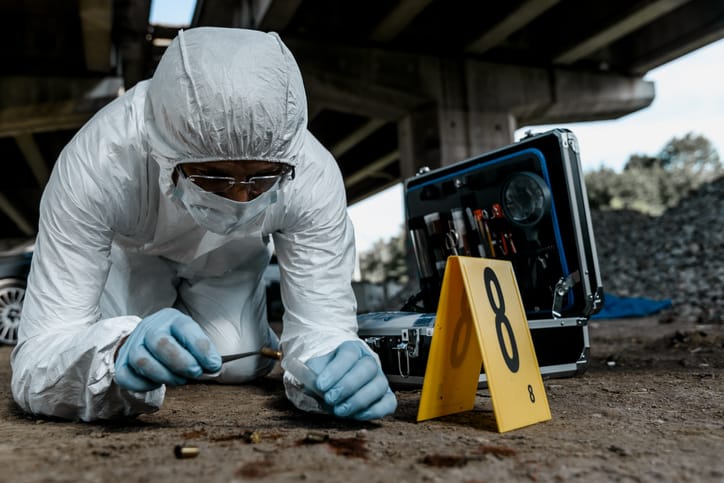 Forensic scientist at work.