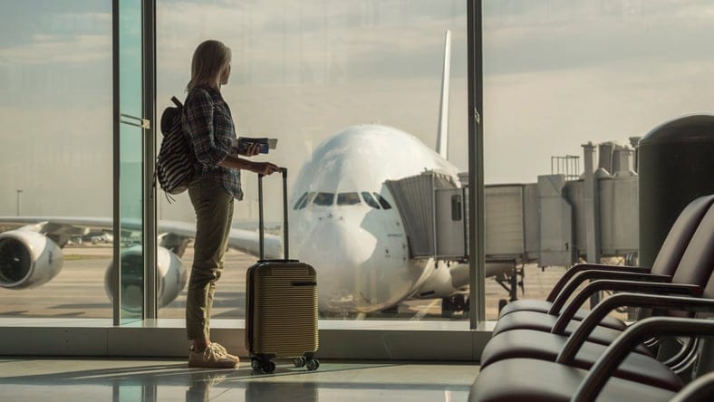 Woman waiting at the airport.