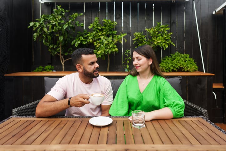couple chatting over coffee