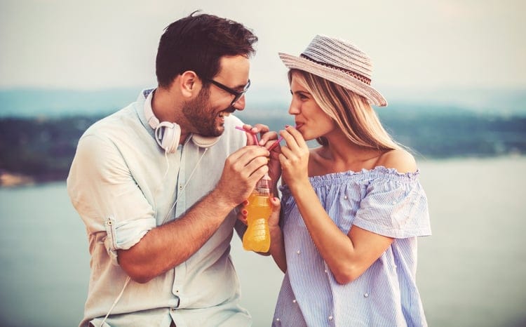 couple drinking juice