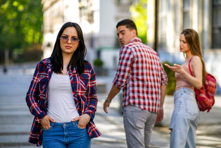 man checking out aother woman