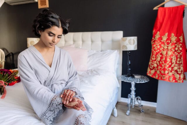 nervous bride getting ready