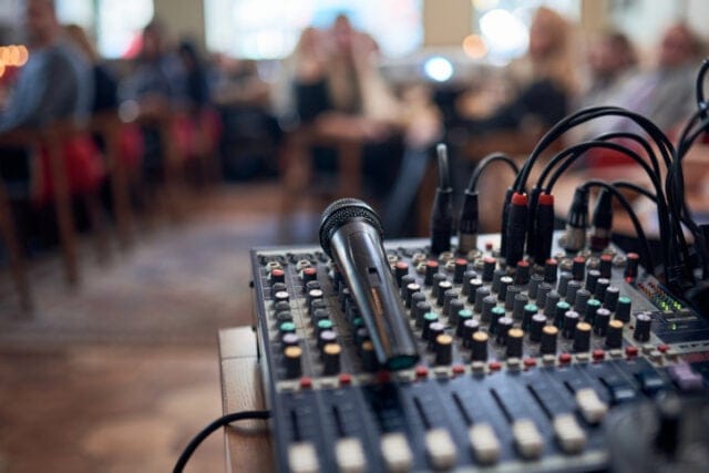 Microphone and speaker.
