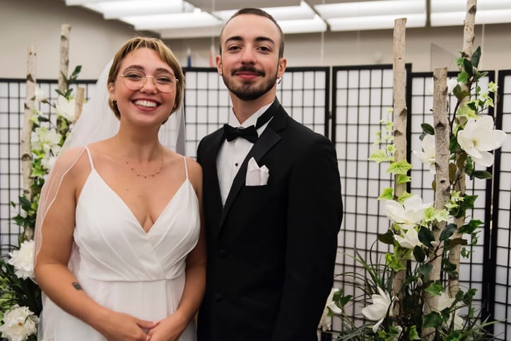 couple smiling after courthouse wedding