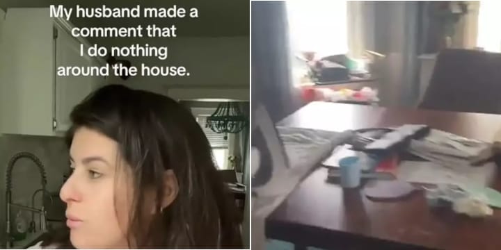woman stops cleaning house