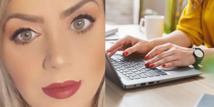Suzie Cheikho typing on laptop