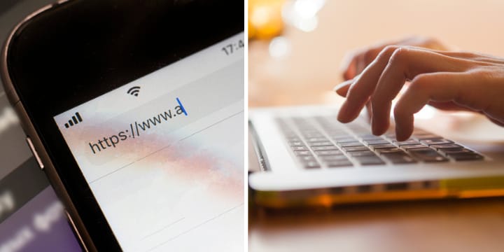 Fingers on a laptop keyboard.