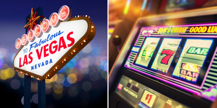 las vegas sign; vegas slot machine