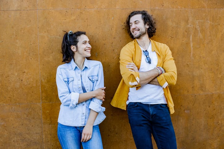 Portrait of young couple outdoors