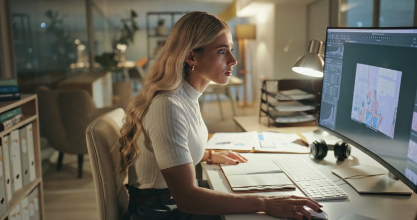 Woman on her computer.